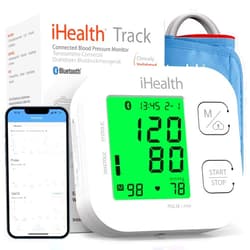 iHealth Track Smart Upper Arm Blood Pressure Monitor with Wide Range Cuff That fits Standard to Large Adult Arms, Bluetooth Compatible for iOS & Android Devices