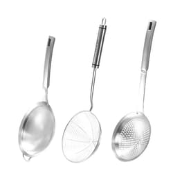 Suwimut 3 Pieces Spider Strainer Skimmer Spoon Set, Fine Mesh Stainless Steel Sieve Food Strainers, Large Hole Slotted Colander Frying Spoons, Strainer Ladle Wire Skimmer Spoon with Handle for Kitchen
