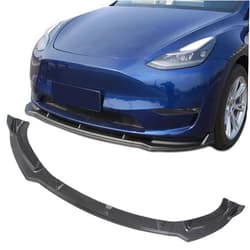 FLAMPETUS Fit Tesla Model Y Front Bumper Lip Kit Front Spoiler Wing Matte Carbon Fiber Splitter Trim Model Y Accessories 2017-2023 2024