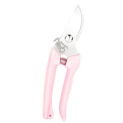 YYaaloa Garden Flower Shears Pruning Shears 6.9 inches Scissors Heavy Duty Plant Scissors for Cutting Flowers, Trimming Plants, Bonsai, Fruits Picking (Pink Handle)
