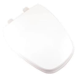 Jones Stephens Comfort Seats C050WD00 Deluxe MDF Wood Elongated Toilet Seat and Plastic Hinges, White