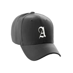 Daxton Structured Baseball Hat Cap Curved Visor White Old English Font Alphabet A to Z