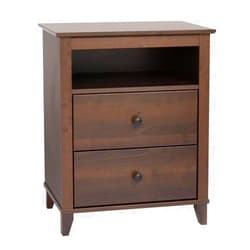 Prepac Yaletown Traditional 2-Drawer Tall Nightstand Side Table, Bedside Table with 2 Drawers and Open Shelf 16