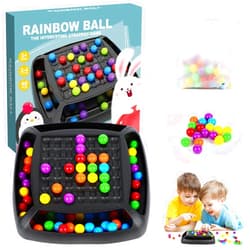 Compensai 48Pcs Intellectual Chessboard - Dual Duel, Strategy Board Games Chess Board with 48 Rainbow Ball, Fun Table Top Strategy Game, Strategy Board Games Chess Board for Kids & Adults