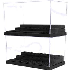Mlikero 2 Pack Display Case for Minifigures Action Figures Block,Removable Acrylic Minifigure Display Case Box Storage with 3 Movable Steps for Collection Bricks Blocks Toys ,Models Minifigures…