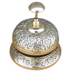 Generic Brass Desk/Table Bell. Victorian Style Vintage Embosed Call Bell for Hotel, Office, Receptions, Decorations & Service Counter.