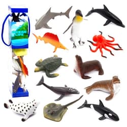 Fun Gift 12 pcs Animal Sea Figures Ocean Toy for Kids: Sharks, Whales & Octopus-Sea Animal Toys Set,Gifts for Kids & Toddlers-Ages 3