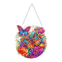 LYENYI Diamond Art Painting Kit Butterfly, Flowers Gem Painting Craft Kit for Adults, DIY Special Diamond Ornament, Diamonds Painting Pendant Kit 7.4x7.5inch Diamonds Ornament Kit for Adults