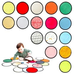 ODOXIA Sensory Mats for Babies | 16 Set Sensory Floor Tiles | Sensory Rug for Baby | Sensory Wall Panel | Multi-Sensory Exploration | Different Sensory Textures & Colors | Tactile Play for Children | Round