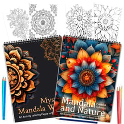 CKMOREL 2Pcs Mandala Adult Coloring Book for Women Relaxation Spiral Bound Page One Sided Design Lay Flat - 48 Pages Mandala Coloring Book for Adults Gift for Adult to Relax and Relieve Anxiety