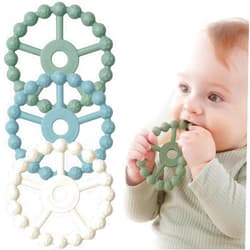 Seposeve 3 Pack Ring Teether Baby Infant Toys, Silicone Teething Ring Toys for Babies 0-6 Months, Seposeve Baby Teethers 6-12 Months 12-24 Months, Easy to Grasp Toy, Baby Teething Relief, Green Blue White