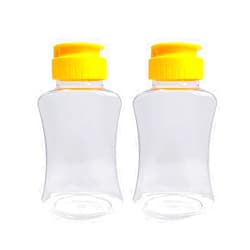 ZAYOIZY 2pcs Empty Plastic Honey Bottles Flip Top Squeeze Honey Jars Dispenser Squeezable Honey Containers for Syrups, Ketchup, Salad Dressing, Cooking Oils