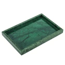 HESHIBI Marble Tray for Bathroom,100% Natural Marble Stone Vanity Tray for Kitchen,Home Deco,Vanity. Blackish Green 12