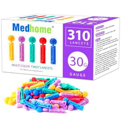 Medhome Blood Lancets, Single use, 30 Gauge Twist top Lancets for Diabetes Testing, Fits Most Lancing Devices for Blood Sugar Kit and Glucose Meter - 310 Count per Box - Multi-Color