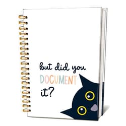 LIANGW Funny Black Cat Notebook, Office Notebooks for Note Taking, Work Journal for Women Men, But Did You Document It Kitten Journals for Writing, Funny Cat Office Supplies, 5.5x8.3 Inch