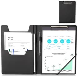 ProCase Clipboard Folder Portfolio, Leather Business Padfolio Organizer Letter Size Professional Folder Binder for Interview Meeting Resume Office Conference School -Black