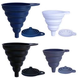 KongNai Funnels for Kitchen Use Set of 4, Silicone Collapsible Funnels for Filling Bottles, Food Grade Funnel for Liquid Powder Transfer, Foldable Kitchen Utensils