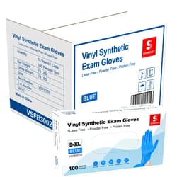 Schneider Blue Vinyl Synthetic Exam Gloves, Large, Case of 1000, 4-mil, Powder-Free, Latex-Free, Non-Sterile, Disposable Gloves