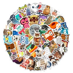 Norinoya 50PCS Hoot Owl Stickers for Kids,Stickers for Water Bottle Laptop Notebook Room Graffiti,Stickers for Child Girls Boys Birthday Gift Party Supply