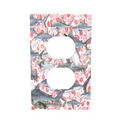 Spshian Decorative Switch Plate Covers Cartoon Animals Shark Cat Flower 1 Gang Receptacle Duplex Wall Plate Light Switch Cover Single Dual Device Outlet Plate Boho Nautical Electrical Faceplate
