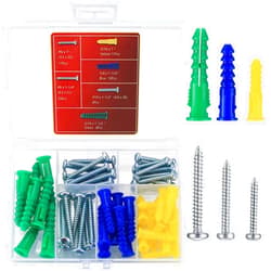 Bnnrjia 70 Pcs Drywall Anchors and Screws Assorment Kit, Ribbed Wall Anchors with Pan Head Self Tapping Screws, Plastic Self Drilling Anchors with Screws for Concrete Drywall Hanging