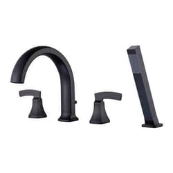 Artiqua Roman Tub Faucet Deck Mount Tub Filler Black Waterfall Bathtub Faucets 4 Hole Brass Bathroom Faucets with Hand Shower