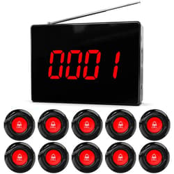 CallToU Wireless Calling System Caregiver Call Button Patient Call Bell with 10 Waterproof Nurse Alert Call Buttons and 1 Display Receiver for Clinic Nurses Station Restaurant Nursing Home