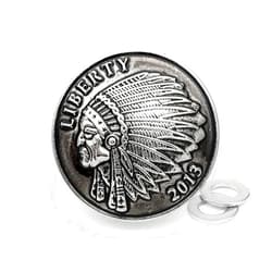 CRAFTMEMORE 1-3/8 inches Indian Head Screw Back Conchos Gaur Rodeo Cowboy Leathercraft Embellishment Pack of 2 CHS69 (Antique Silver)