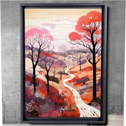 StoreUSA97 Landscape Illustrations In Pink, Abstract Prints, Wales Art, Welsh Print, Home Décor Wall Giclee, Nature Print, Elan Valley Art, Nature Wall Art, Canvas Prints