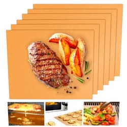 UBeesize Copper Grill Mats for Outdoor Grill, Set of 6 Heavy Duty Grill Mats, Non Stick BBQ Grill Mats & Baking Mats, Resuable and Easy to Clean, Works on Gas Charcoal and Electric BBQ-15.75 x 13 Inch