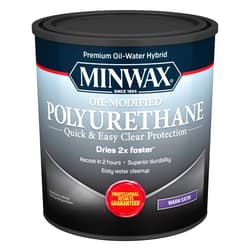 Minwax qt Minwax 63025 Clear Premium Oil-Water Hybrid Water-Based Oil-Modified Polyurethane, Warm Satin