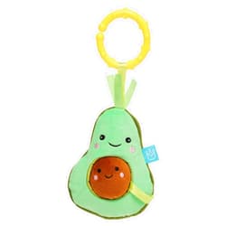 Manhattan Toy Mini-Apple Farm Avacado Baby Travel Toy with Rattle, Chime, Crinkle Fabric & Teether Clip-on Attachment