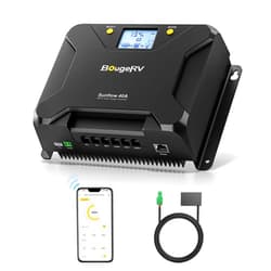 BougeRV MPPT Solar Charge Controller 40A, w/ Low-Temp Cut-Off, APP Control, Backlit LCD, 40 Amp Solar Panel Regulator 12V/24V for LiFePO4, SLD, Gel, FLD, AGM Battery, RV, Marine, Upgraded