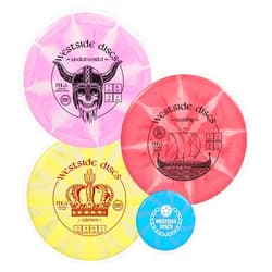 D·D DYNAMIC DISCS WESTSIDE DISCS Three Disc Origio Burst Disc Golf Starter Set | Frisbee Golf Set | Underworld Fairway Driver | Warship Midrange | Crown Disc Golf Putter | Colors Will Vary