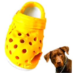 Generic Durable Rubber Slipper Dog Toy for Aggressive Chewers – Interactive Toy for All Breeds – Tough, Indestructible, and Ideal for Pet Training & Teeth Cleaning, Yellow
