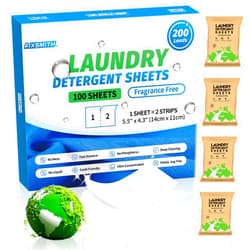 FIXSMITH Laundry Detergent Sheets - 200 Loads (100 Sheets) Fragrance Free - Hypoallergenic,Unscented,Eco Friendly Laundry Detergent Strips Concentrated Travel Detergent Sheets.Plastic-Free,Liquidless