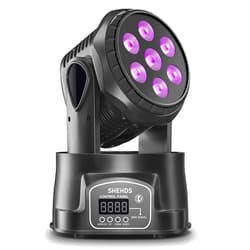 SHEHDS LED Moving Head Lights 7x18W RGBWA+UV 6in1 Stage Wash Lights Sound Active DJ Light Professional DMX512 Strobe Disco Lights for Holiday KTV Pub Bar Show Wedding Party