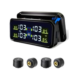 Tenpmas RV Tire Pressure Monitoring System, Wireless USB/Solar TPMS with 4 Sensors Installed on Windowshield, tire Pressure Sensor, 6 Alarm Modes, 0-130PSI for Sedan/SUV/MPV/Truck/Older Vehicle TY101