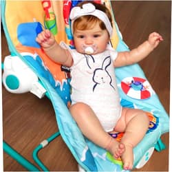 Zero Pam Real Life Reborn Baby Dolls Girl Eyes Open,20 inch Newborn Smiling Toddler Doll That Looks Real Life Size Silicone Baby Doll Soft Weighted Body with Realistic Veins Vinyl Limbs for Kids 3+
