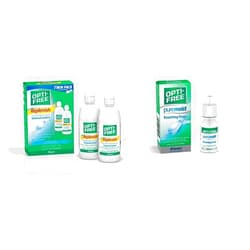 Opti-Free Replenish Multi-Purpose Disinfecting Solution with Lens Case Twin Pack (2 Count) and Opti-Free Puremoist Rewetting Drops