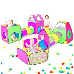 GeerWest 7PC Kids Play Tent for Baby with 1 Baby Ball Pits for Toddlers, 3 Kids Tent and 3 Kids Tunnels, Large indoor Outdoor Playhouse, Boys and Girls Best Birthday Gifts or Toys Playset, Target Game