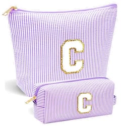 YOOLIFE Bridesmaid Gifts for Wedding Day, Bridesmaid Gifts | Bridesmaid Proposal Gifts Unique Gifts | Preppy Makeup Bag 30th Birthday Gifts for Her | Makeup Organizer Bag Preppy Stuff C- Purple