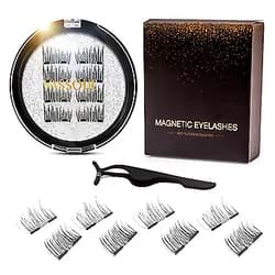 Vassoul Dual Magnetic Eyelashes, Natural Half Lash, 0.2mm Ultra Thin Magnet, Light weight Reusable 3D Eyelashes with Applicator