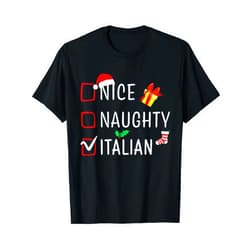 Naughty Nice Christmas Co. Funny Naughty Nice Italian Christmas Family Pajama Men Kids T-Shirt