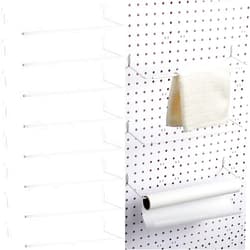 Nuanchu 8 Pcs Paper Towel Holder for Pegboard Extendable Peg Board Organizer Accessories Pegboard Towel Holder Accessories for Craft Room Laundry Room Kitchen Bathroom(White,11x4 Inch)