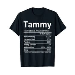 Custom Girl Women Mom Fun Birthday Nutrition Facts TAMMY Nutrition Personalized Name Funny Christmas Gift Idea T-Shirt