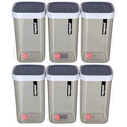 Nayasa Superplast Plastic Fusion Containers 1500ml Set of 6 Grey by Bansal Group