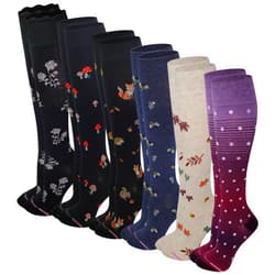 Dr. Motion Women 6 pairs pack everyday Graduted compression knee high socks