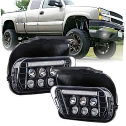 DRFG LED Fog Lights with DRL Compatible for Chevy Silverado 1500/2500HD/3500HD 2003 2004 2005 2006 All Models Avalanche 2002 2003 2004 2005 2006 Fog Lamp Kit Bumper Driving Light