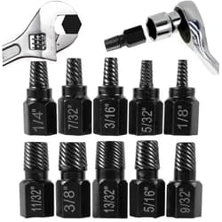 LPABY 10 Pcs Screw Extractor Set, Hex Head Easy Out Bolt Extractor Set, Multi-Spline Stripped Screw Extractor Set, Broken Bolt Remover Kit, Damaged Screw Extractor Set for Removing Broken Studs, Bolts